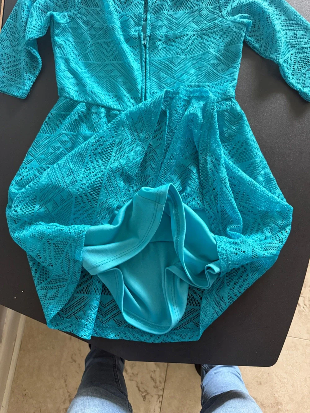 Girls' Teal Lace Fit-and-Flare Dress